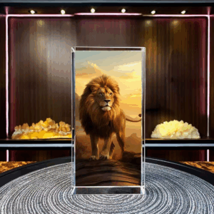 Lion Crystal Engraving - 3D Square Crystal