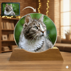 Round . Art-Enhanced 3D Crystal Engraving – Custom Made