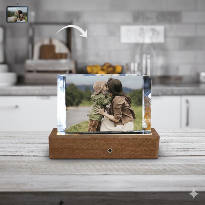 custom photo block with light