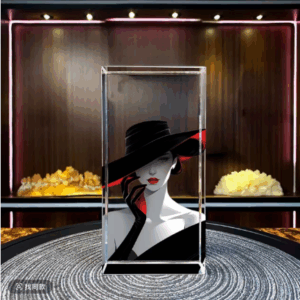 Fiery Red Lips Crystal Engraving – 3D Square Crystal